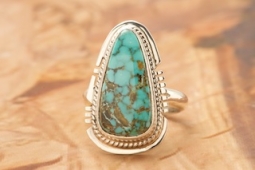 Candelaria Turquoise Sterling Silver Navajo Ring